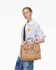 The Trompe L'Oeil Charm Canvas Medium Tote Bag Camel Multi