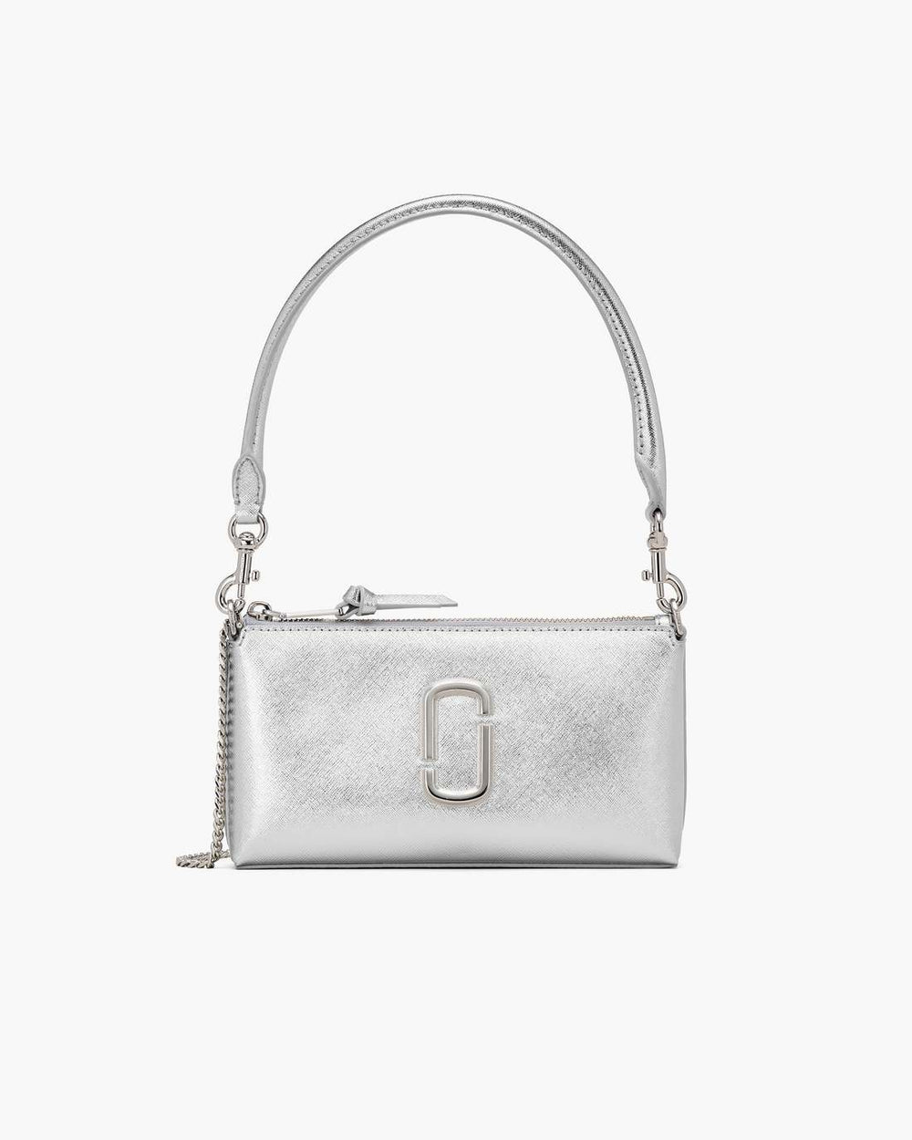 The Metallic Snapshot Convertible Shoulder Bag Silver