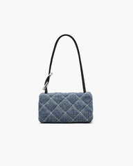 The Quilted Denim Mini Dual Shoulder Bag Light Wash Indigo