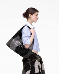 The Patchwork Denim Sack Bag Black Denim