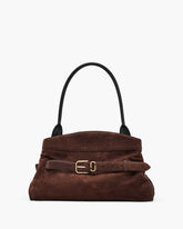 The Suede Dakota Satchel Dark Brown