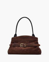 The Suede Dakota Satchel Dark Brown