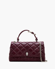 The Quilted Dual Convertible Shoulder Bag Dark Plum