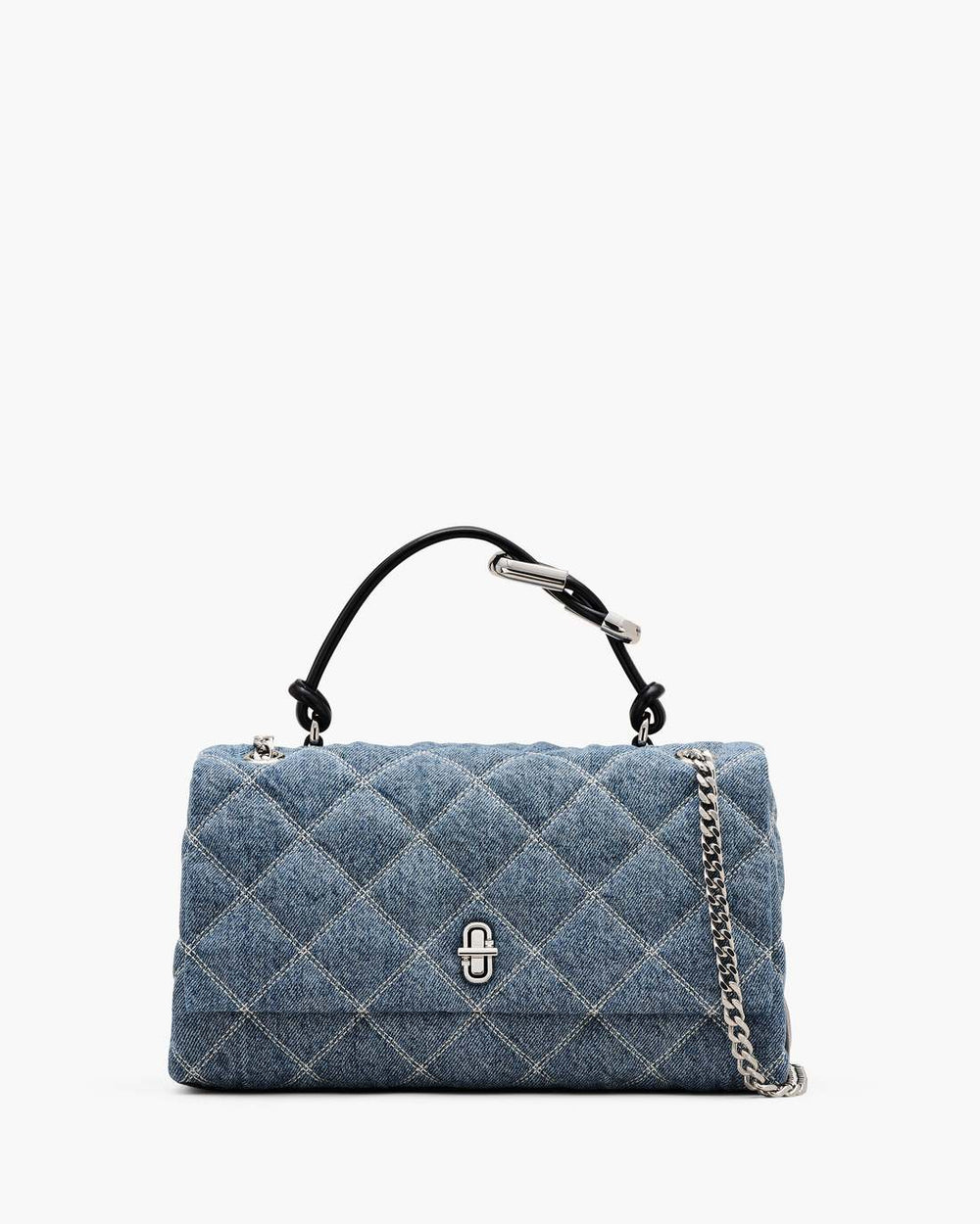 The Quilted Denim Dual Convertible Shoulder Bag Light Wash Indigo
