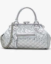 Re-Edition Quilted Metallic Leather Stam Bag Silver