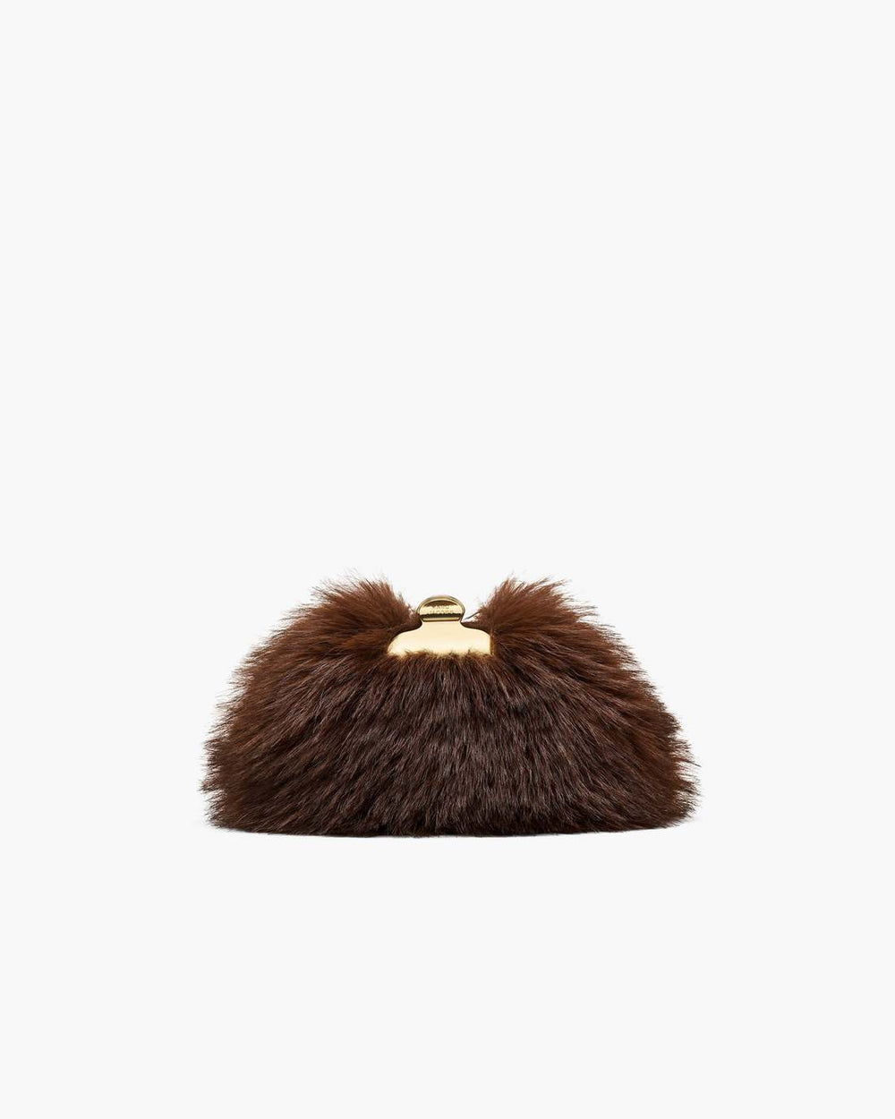 The Faux Fur Glam Small Clutch Dark Brown