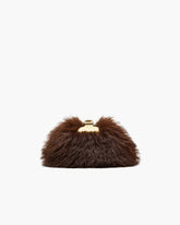 The Faux Fur Glam Small Clutch Dark Brown