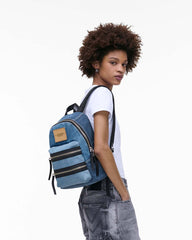 The Biker Colorblock Denim Medium Backpack Indigo Multi