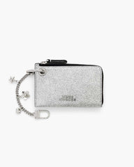 The Coated Glitter Everyday Top Zip Charm Wallet Silver