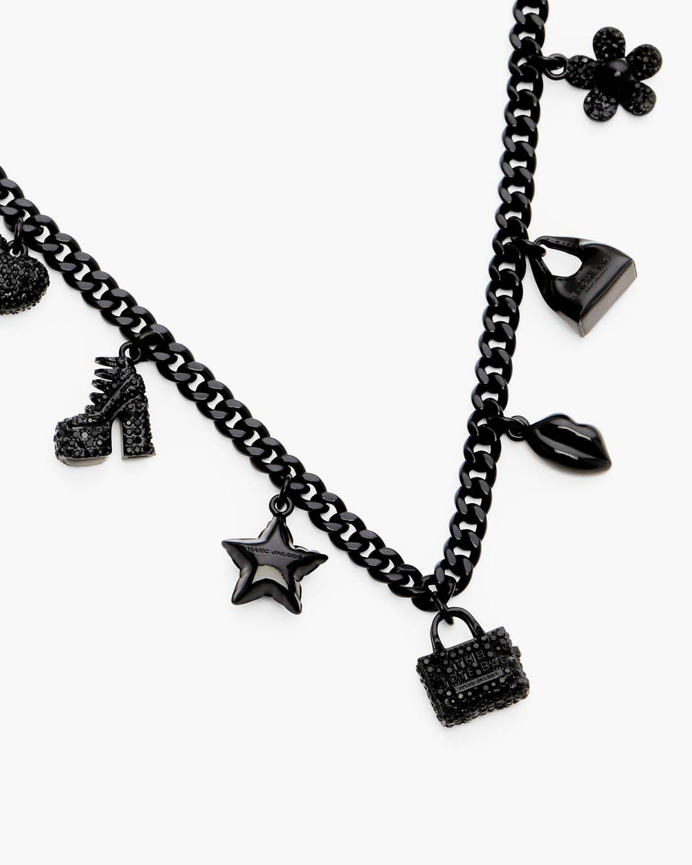 Mini Icon Pave Charm Necklace Black/Black Crystal