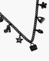 Mini Icon Pave Charm Necklace Black/Black Crystal