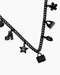 Mini Icon Pave Charm Necklace Black/Black Crystal