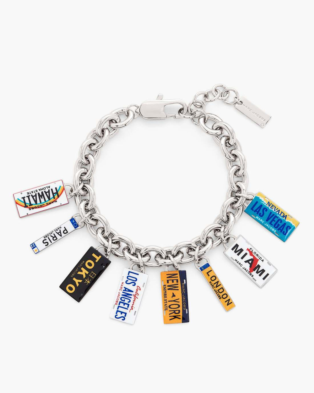 The Cities License Plate Charm Bracelet Silver/Multi