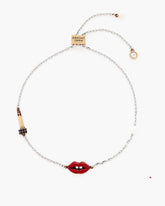 The Lips Slider Bracelet Silver/Red