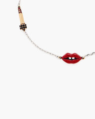 The Lips Slider Bracelet Silver/Red