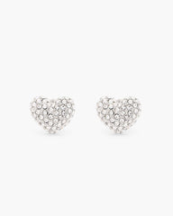 The Heart Pave Earrings Silver/Crystal