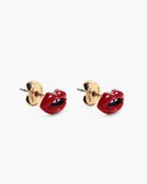 The Lips Stud Earrings Gold/Red