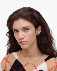 The Domino Stud Earrings Silver/Black