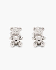 The Teddy Bear Stud Earrings Light Antique Silver