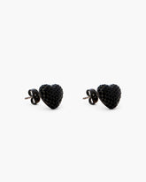 The Heart Balloon Pave Earrings Black/Black Crystal