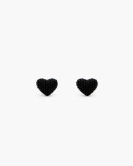The Heart Balloon Pave Earrings Black/Black Crystal