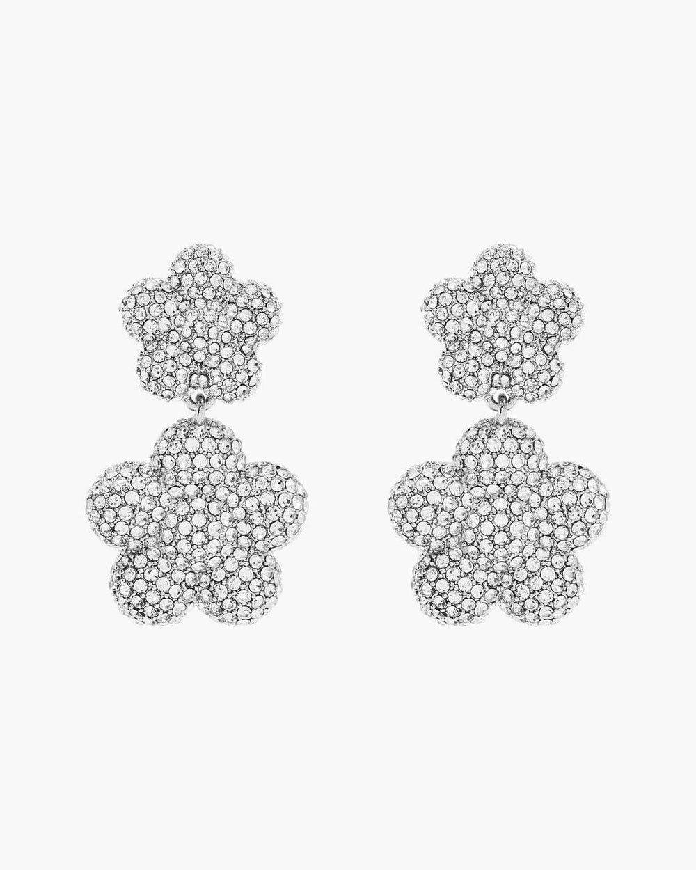 The Daisy Balloon Drop Earrings Silver/Crystal