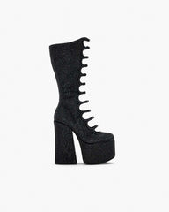 The Rhinestone Kiki Knee-High Boot Black/Black
