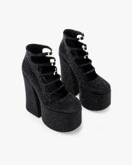 The Rhinestone Kiki Ankle Boot Black/Black