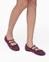 The Suede Kiki Ballerina Dark Plum