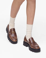 The Distressed Leather Frankie Loafer Ebony