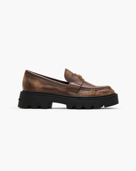 The Distressed Leather Frankie Loafer Ebony