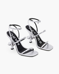 The Metallic Leather Daisy Heel Silver