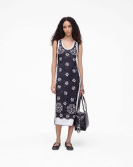Trompe L'Oeil Eyelet Dress Black/White