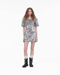 Sequin V-Neck Knit Dress Silver