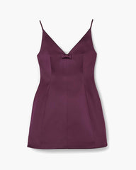 Satin Bow Dress Dark Plum