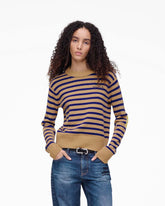 Joy Striped Crewneck Camel/Pansy