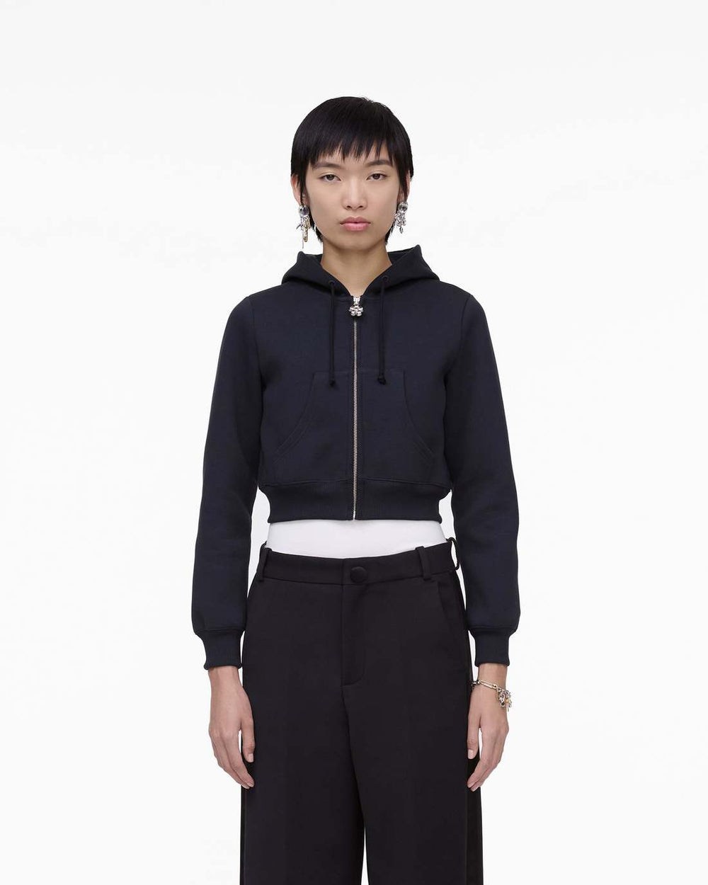 Charm Cropped Hoodie Black