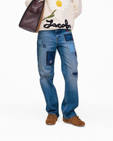 Patchwork Straight Jean Bright Indigo