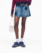 Argyle Patchwork Mini Skirt Bright Indigo