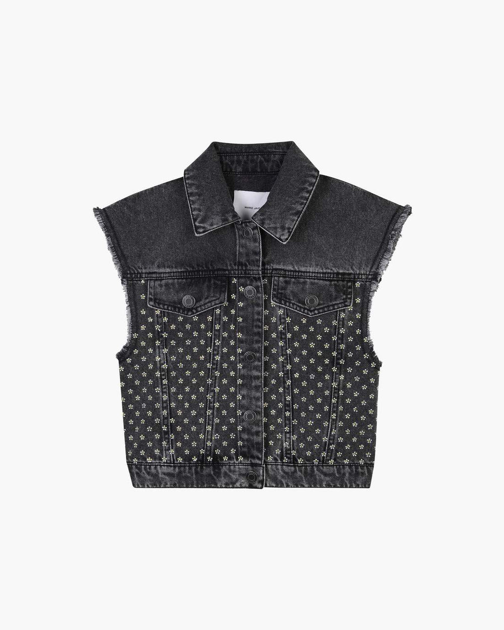 The Crystal Daisy Denim Vest Black