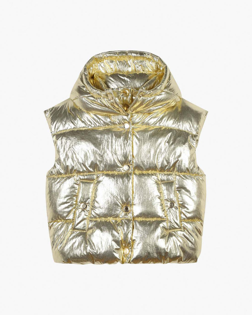 The Metallic Puffer Vest Gold