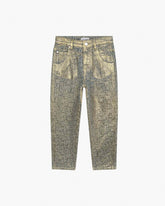The Metallic Jumbled Logo Jeans Gold
