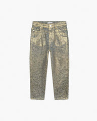The Metallic Jumbled Logo Jeans Gold