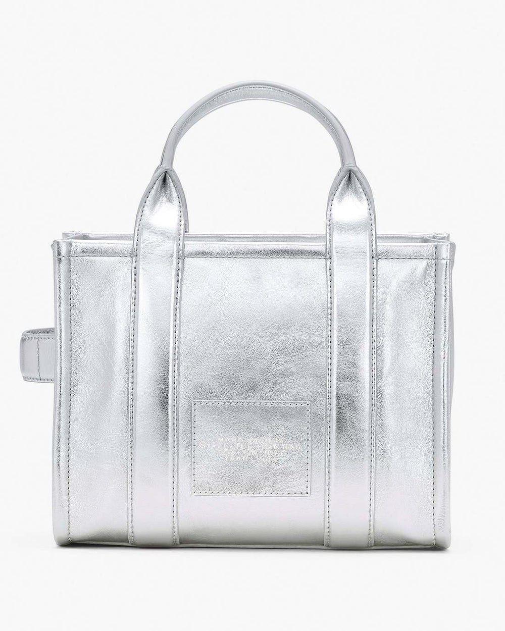 The Metallic Leather Small Tote Bag Metallic Silver