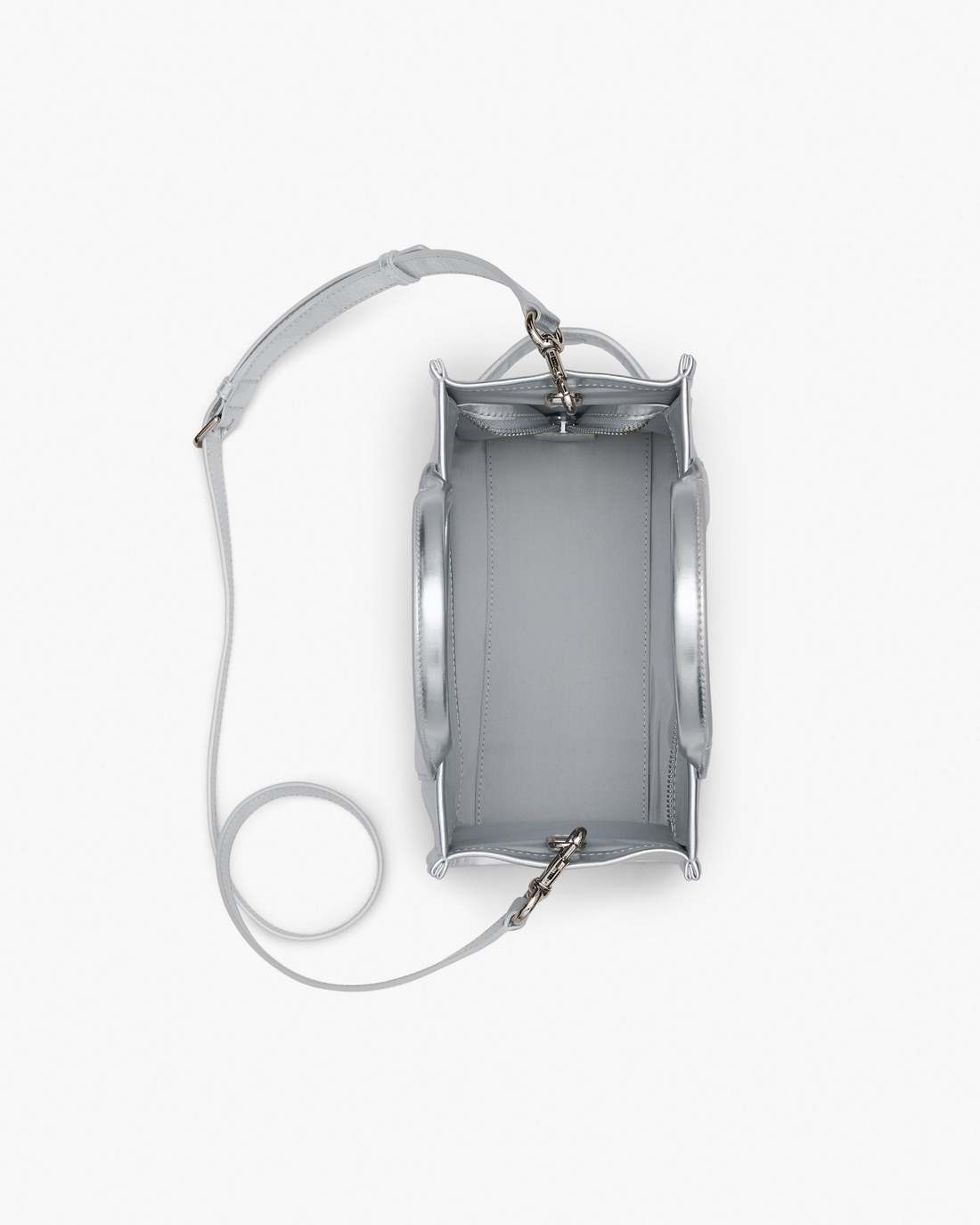 The Metallic Leather Small Tote Bag Metallic Silver