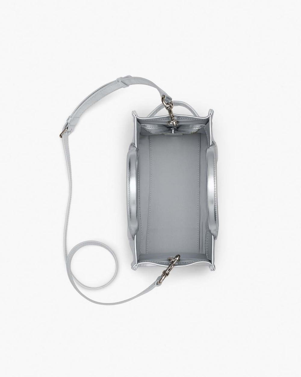 The Metallic Leather Small Tote Bag Metallic Silver