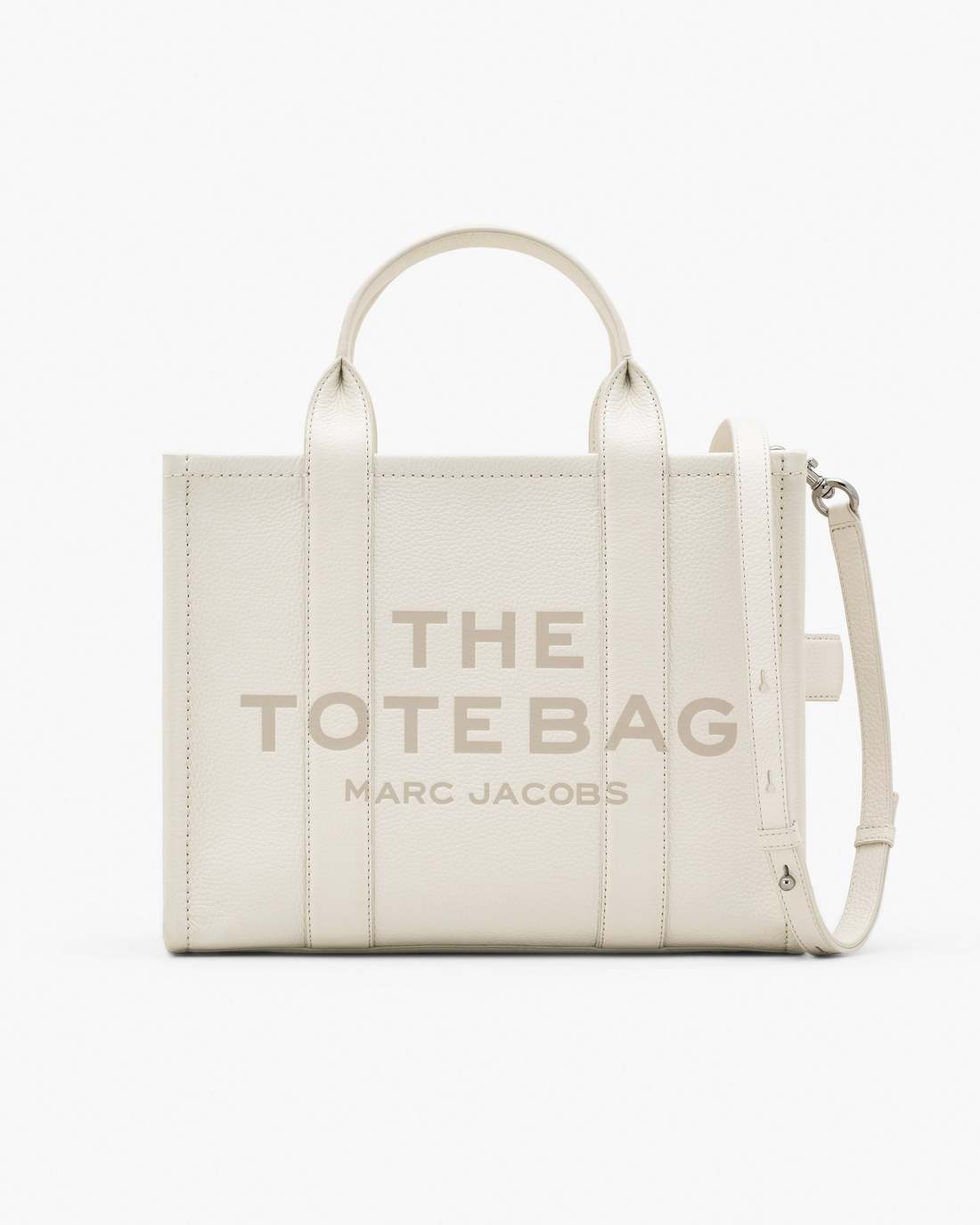 The Leather Medium Tote Bag Cotton/Silver