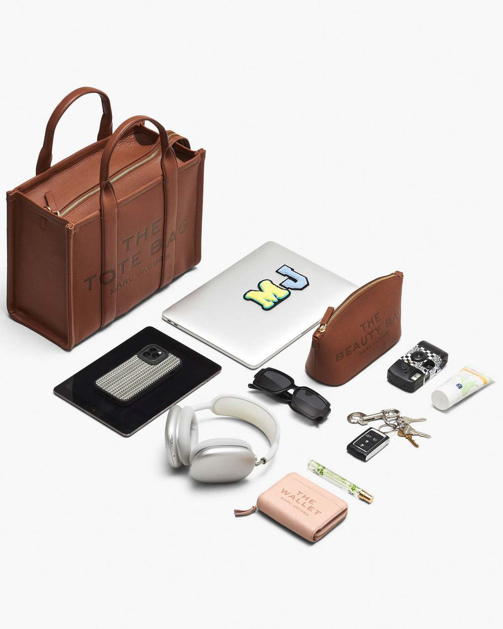The Leather Medium Tote Bag Cotton/Silver