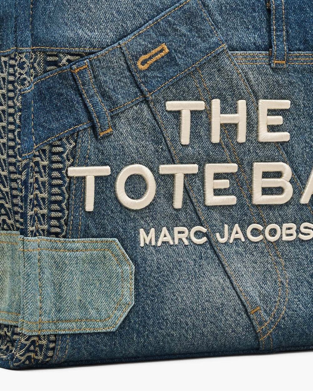 The Deconstructed Denim Medium Tote Bag Indigo Multi