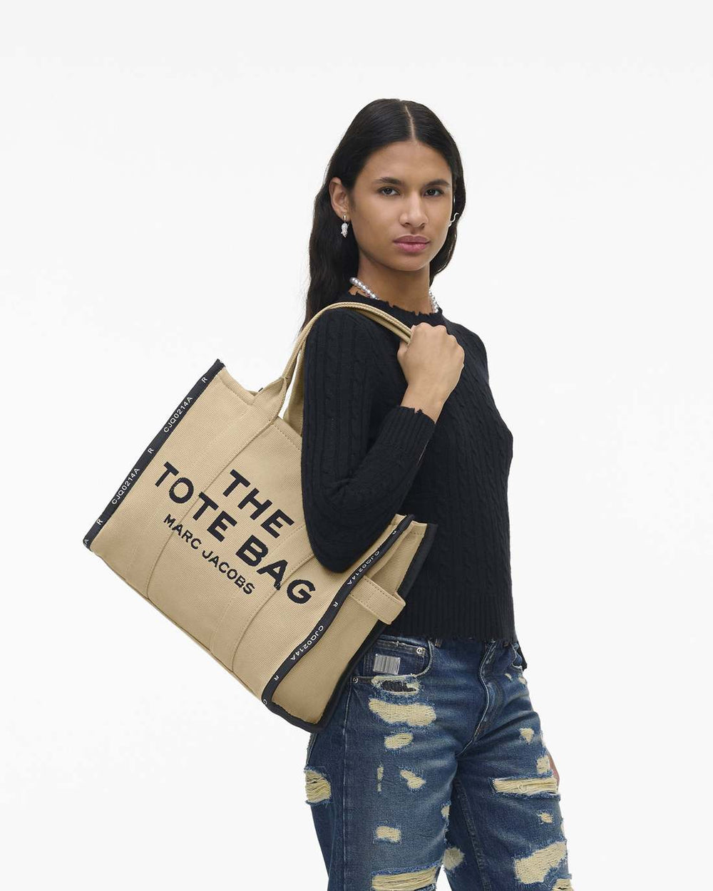 The Jacquard Large Tote Bag Warm Sand
